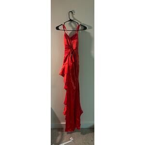 Wear Your Love Red Ruffle Gown – XS/S – Holiday Party Dress, NWT, Lace-Up Back